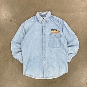 Vintage NFL Denver Broncos Lee Sport Super Bowl XXXII  Denim Longsleeve Size M